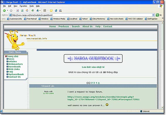 There are several guestbook modules available to users. One of them is Narga Guestbook