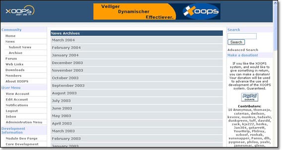 A useful way of browsing the news in a XOOPS site is the monthly archive