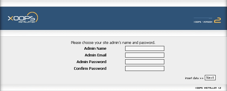 This is the form where you create your site's webmaster.